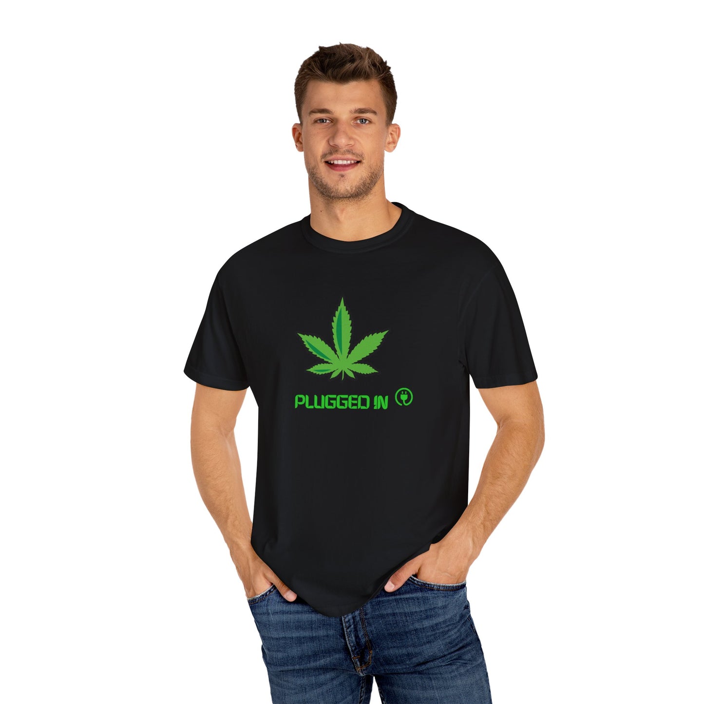 Plugged In Weed Leaf Tee