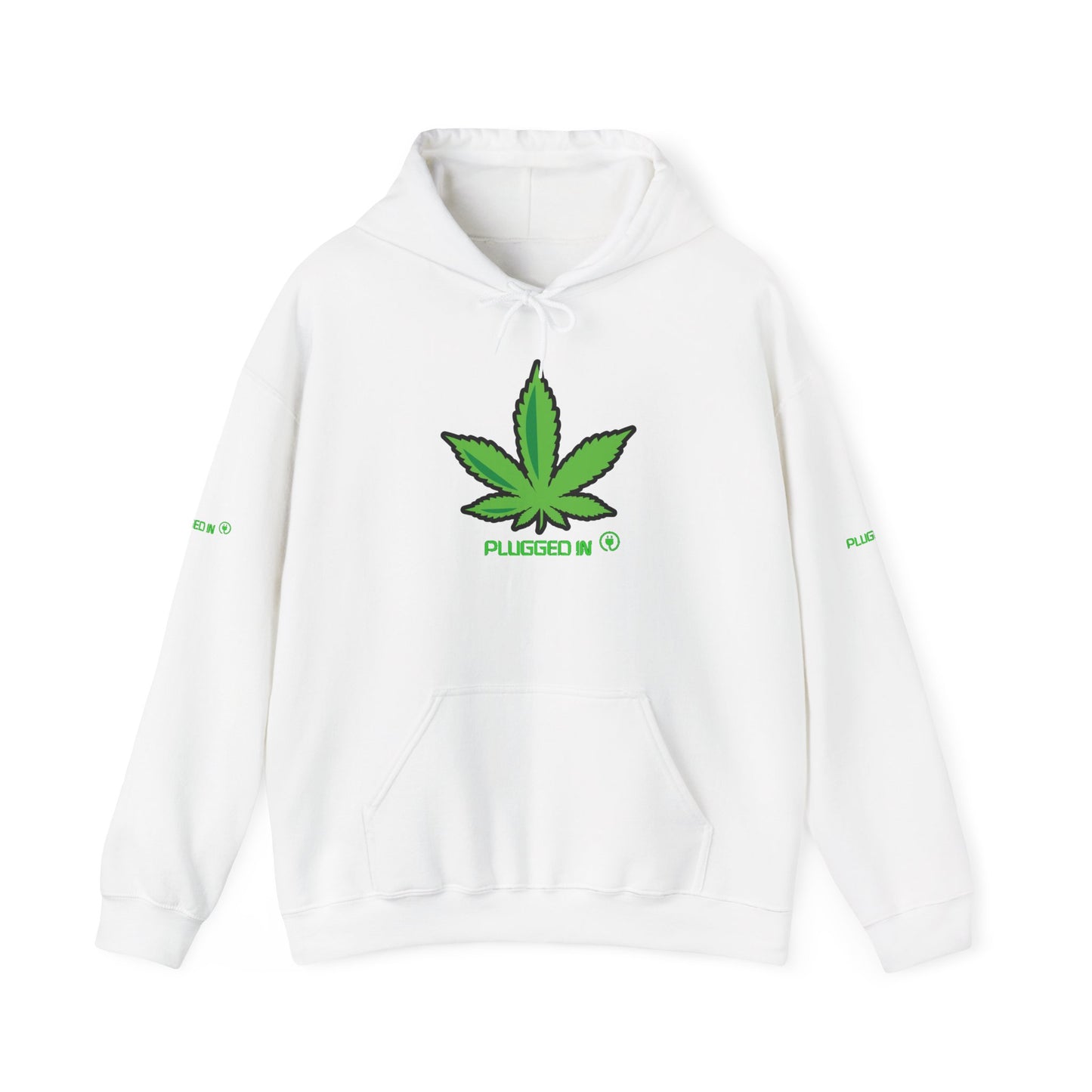 "Plugged In Weed Leaf Hoodie – Stay Cozy, Stay Lit"