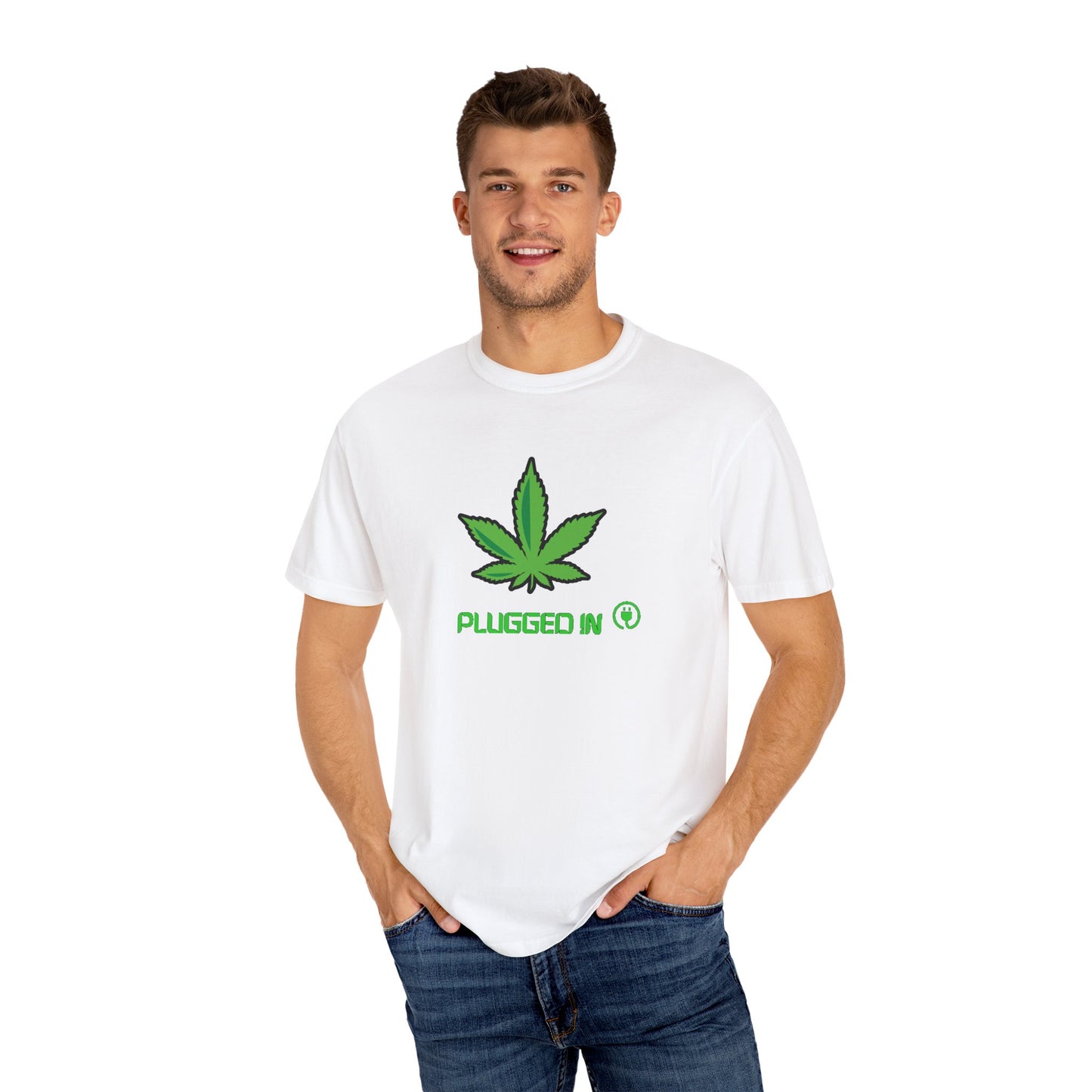 Plugged In Weed Leaf Tee