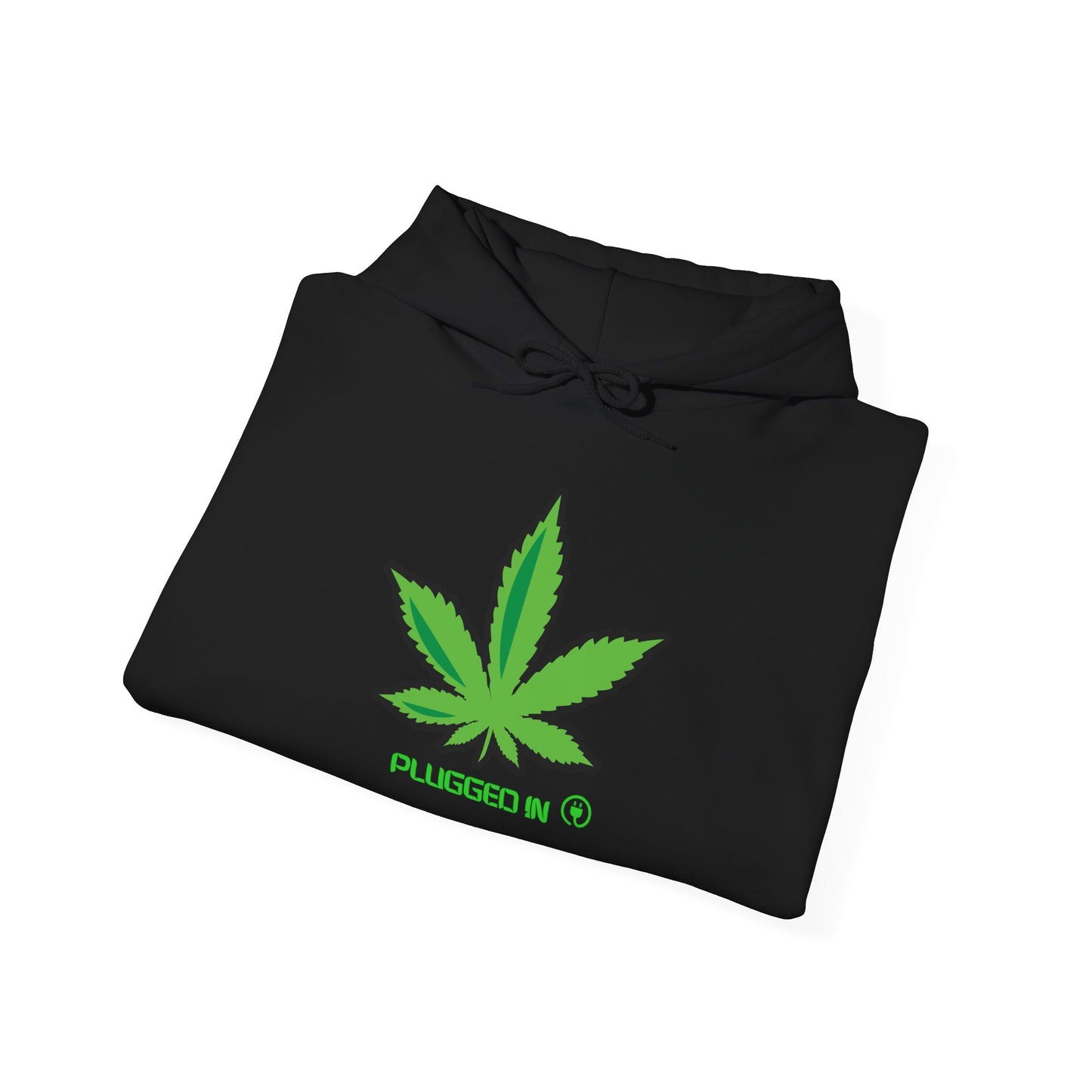 "Plugged In Weed Leaf Hoodie – Stay Cozy, Stay Lit"