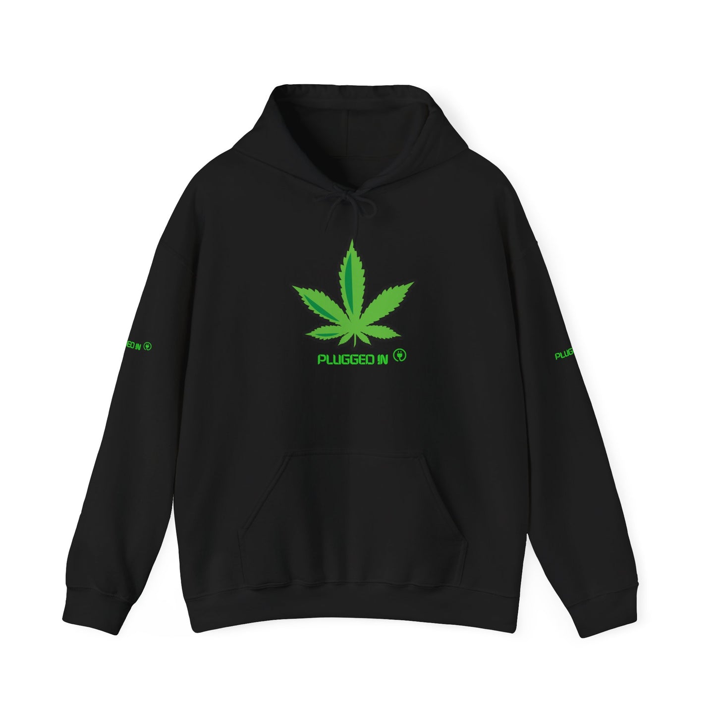 "Plugged In Weed Leaf Hoodie – Stay Cozy, Stay Lit"